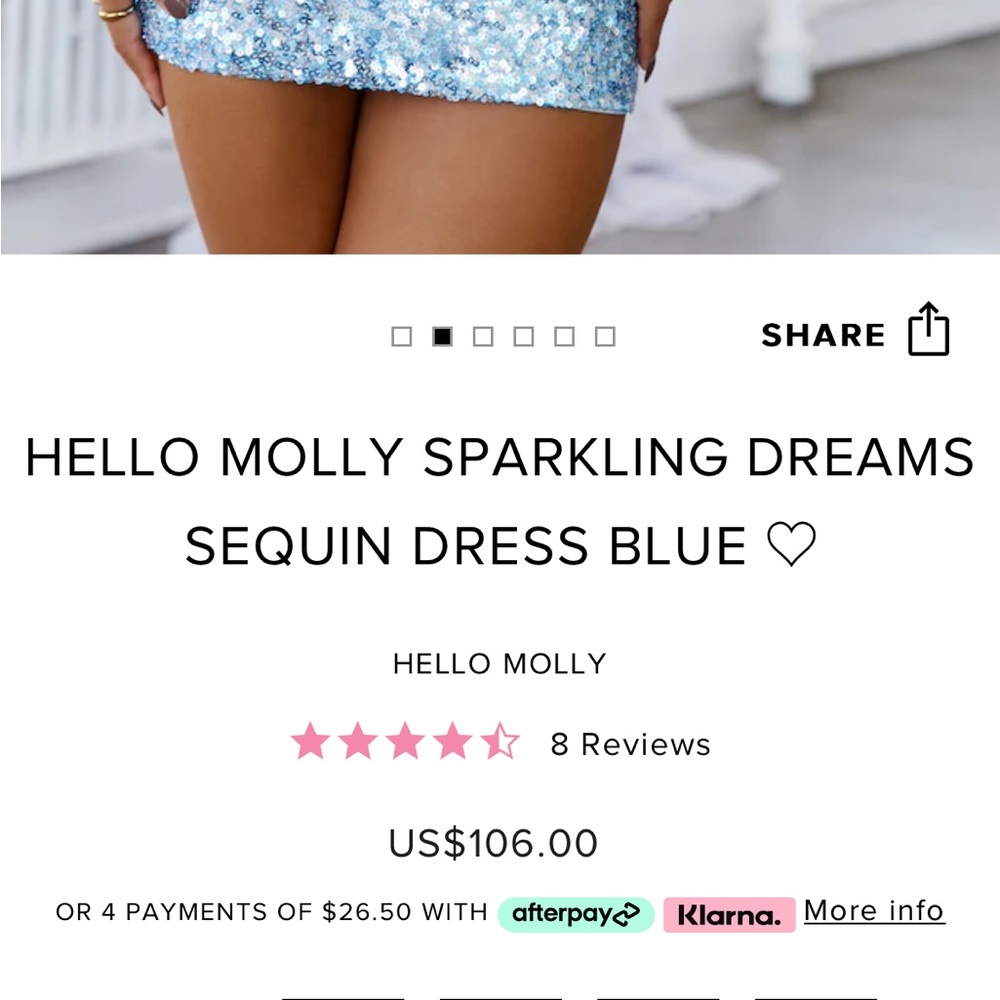 Hello Molly Sparkling Dreams Sequin Dress Blue NWT